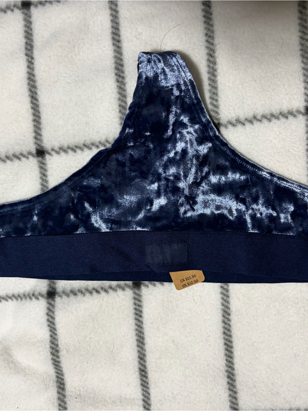 PINK Victoria's Secret Navy Blue Crushed Velvet thong L